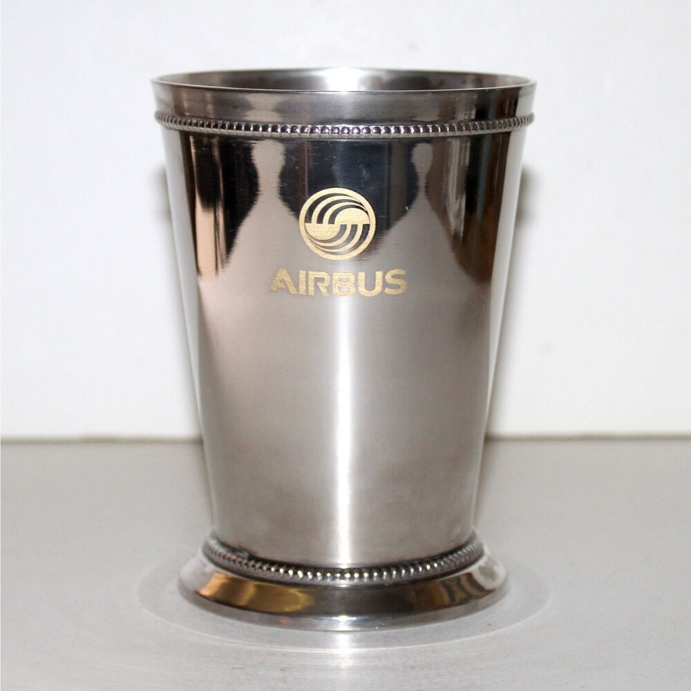 Airbus Silverplate Cup Tumbler metal logo Aerospace decor airplane aviation
